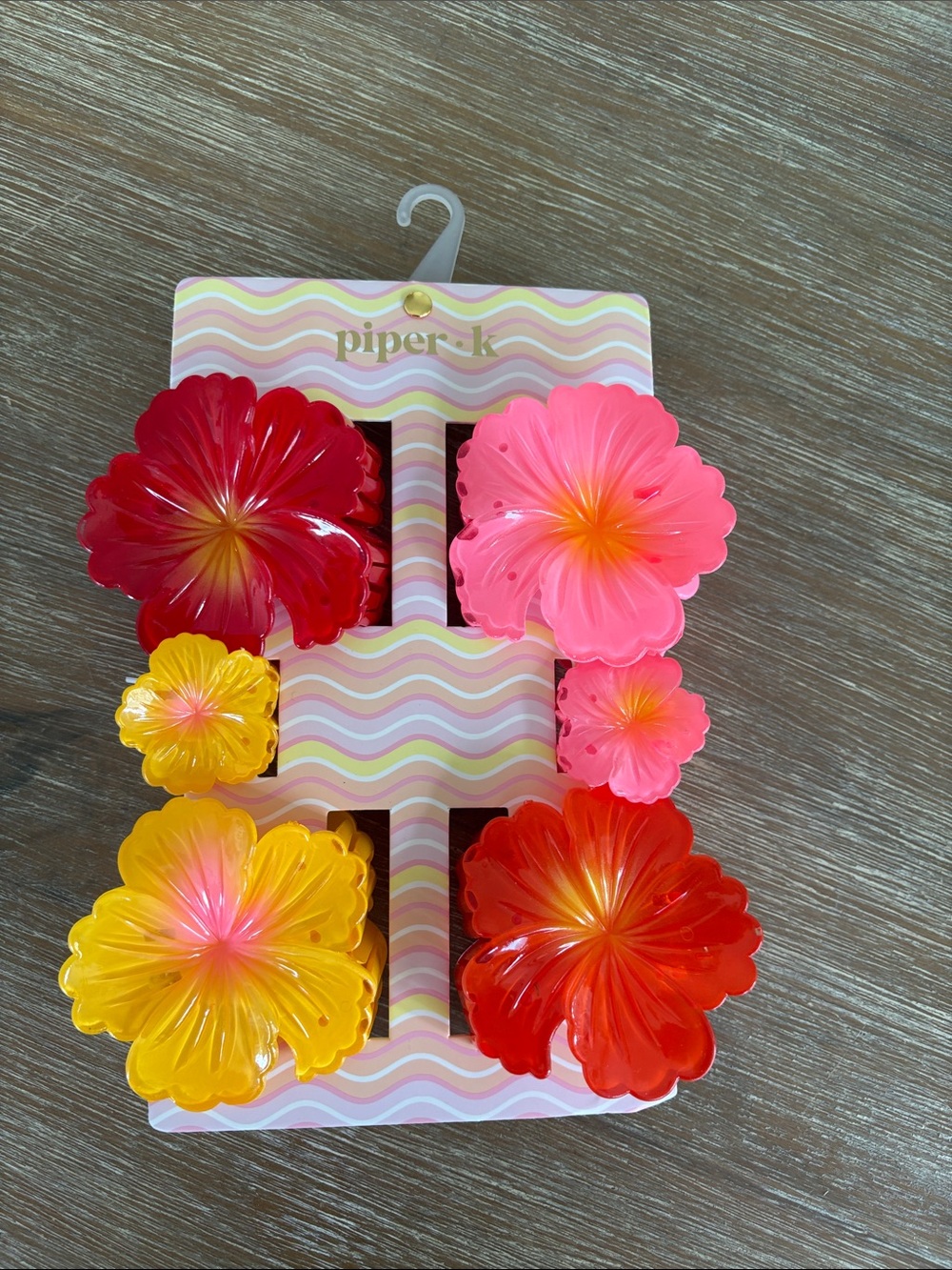 New Piper K Floral Hair Clips - Pink, Red & Yellow
